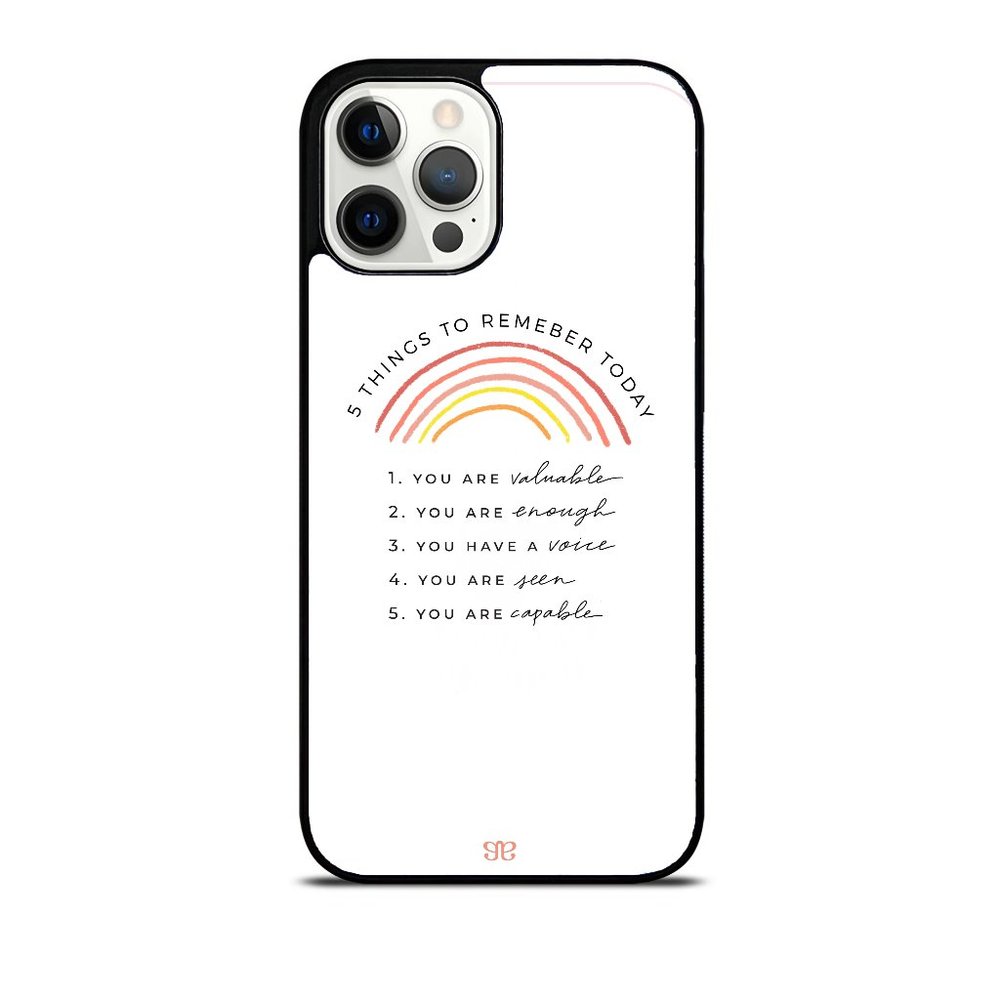 Self Love Affirmations '5 Things To Remember Today' Rainbow  iPhone Case